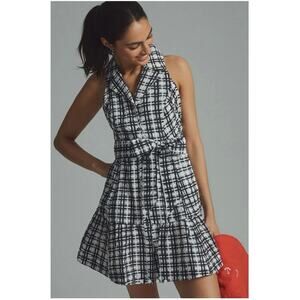 Maeve By Anthropologie Plaid Mini Flounce Dress, size 2